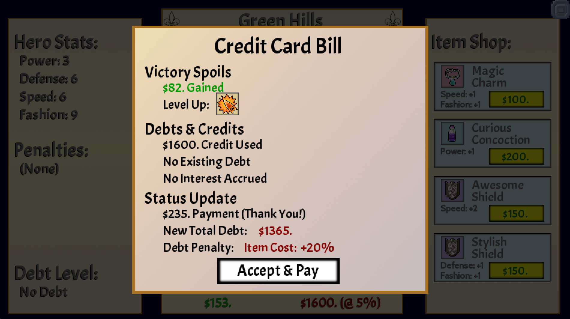 Sample credit card bill