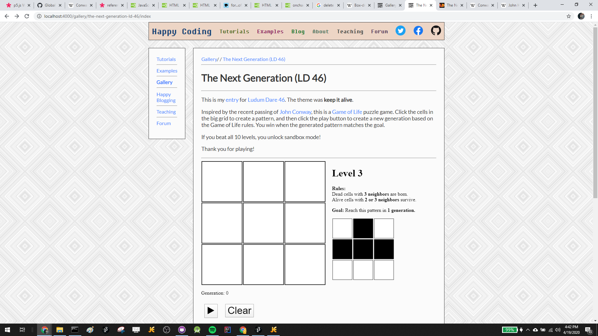 screenshot of finished game