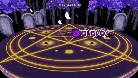 An animated GIF showing the player tossing their dice.