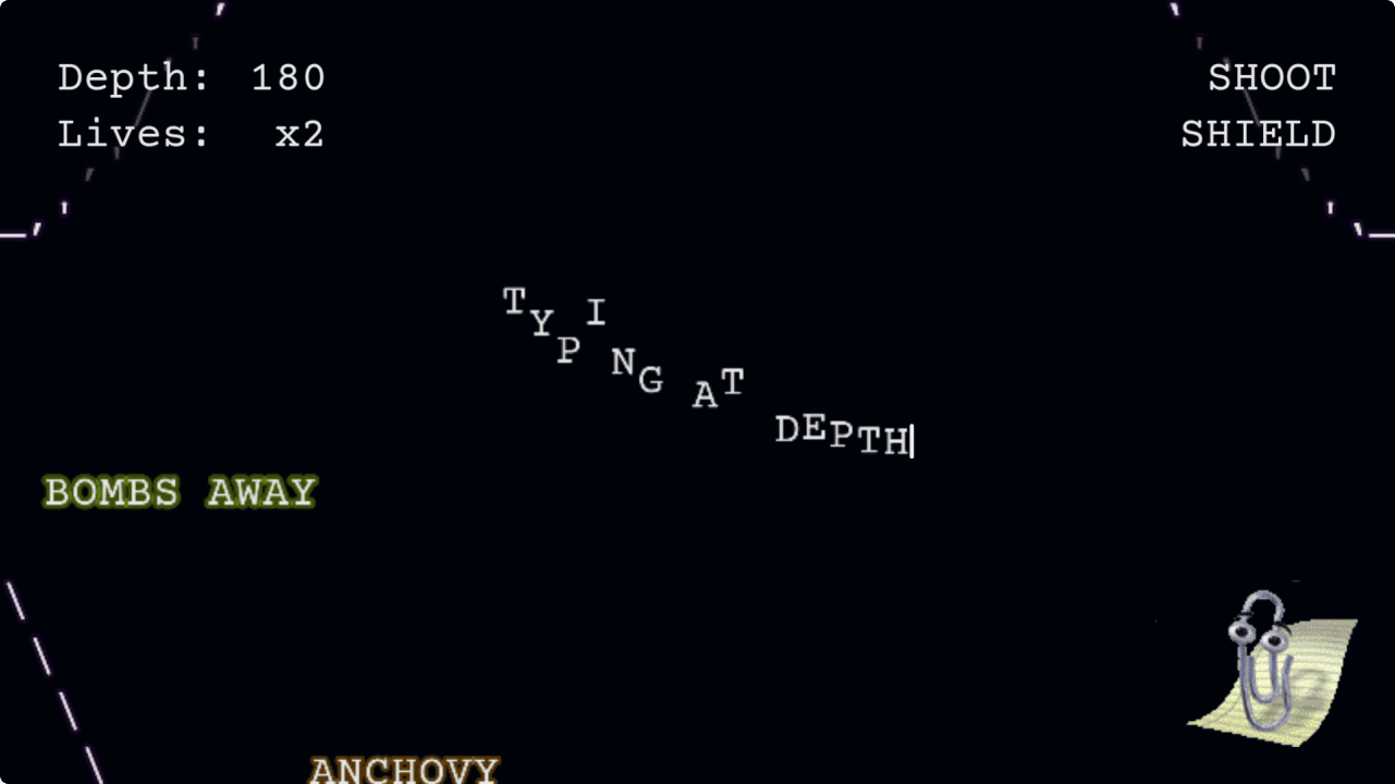 A cover image showing a screenshot from Typing at Depth.