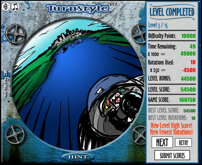 Here is level 3 from my first Flash game TurnStyle.