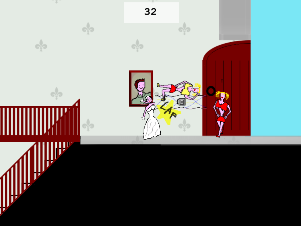 A bride has to slap and purse her way out of bimbos to get to the church