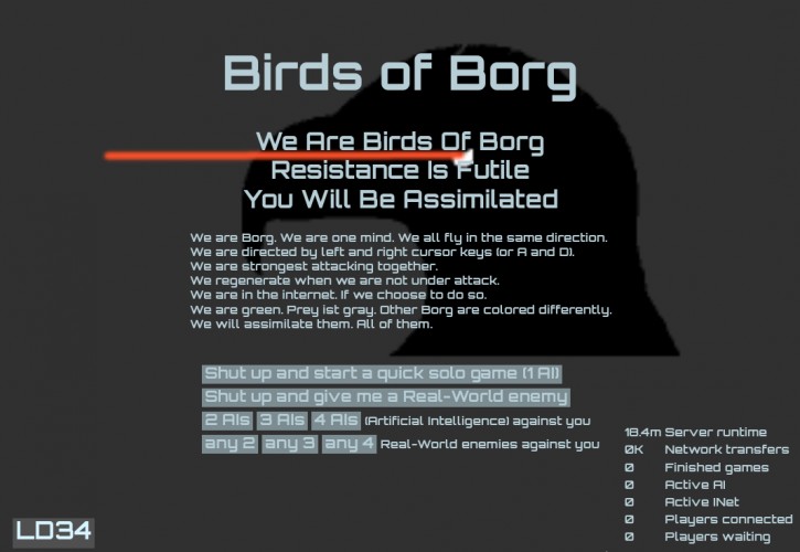 Birds of Borg, landing page