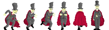 I decided that our protagonist should have had a very peculiar and evilish walking animation.