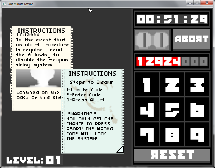 One Minute To War Gameplay Screen