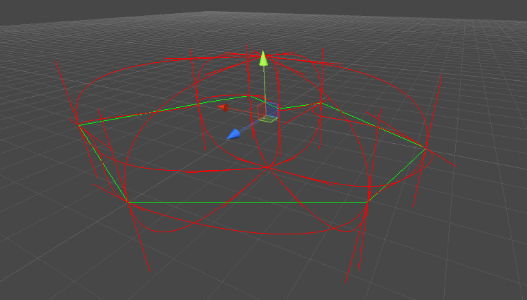 Red lines are Bezier curves. Green lines connect the primary control points