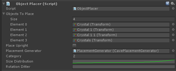 The component that populate the cave with crystals