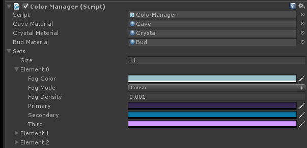 The initial seed is used to select a color scheme that's applied to the whole cave