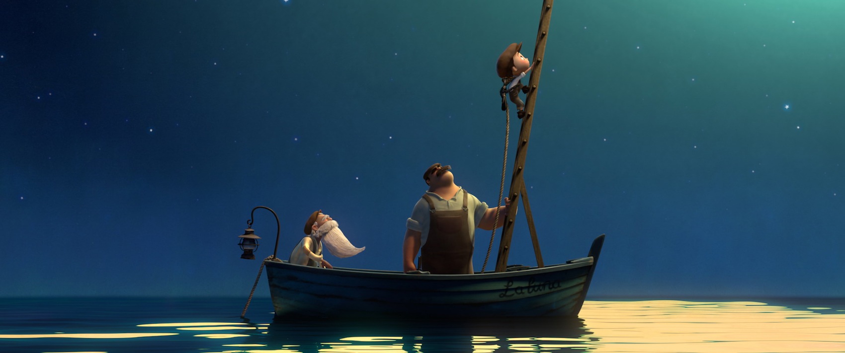 A still from the Pixar short animation La Luna, based on Cosmicomics by Italo Calvino