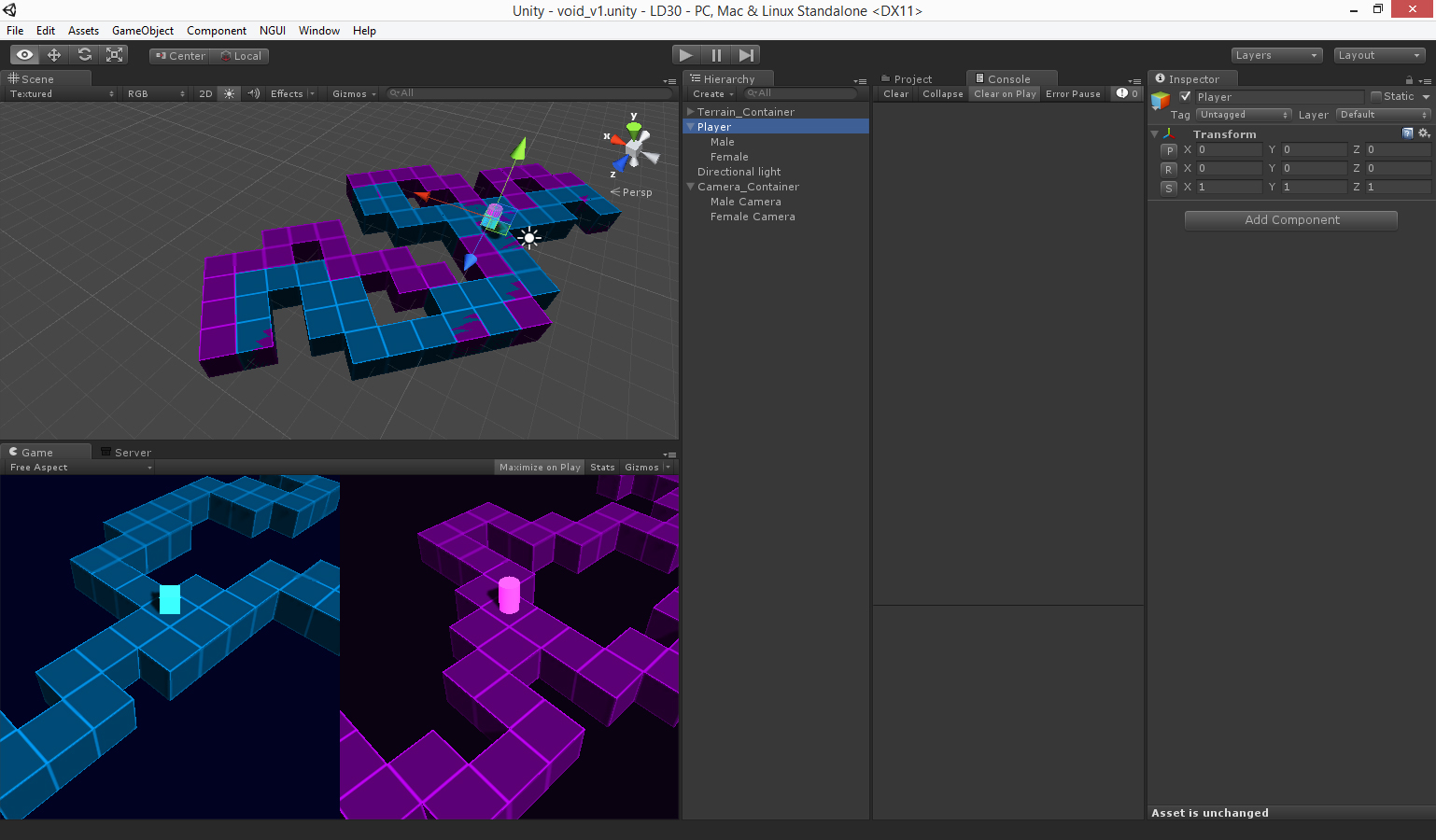 Screenshot of my Unity3D setup from earlier
