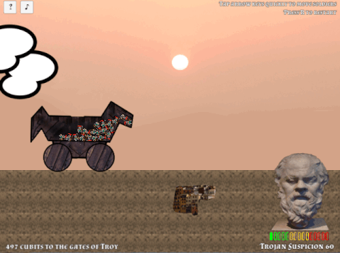 A soldier bounces on top of a horse.