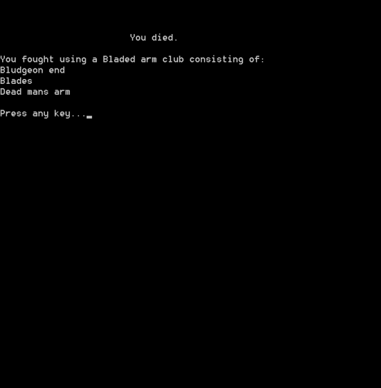 Typical death screen with quite weak weapon