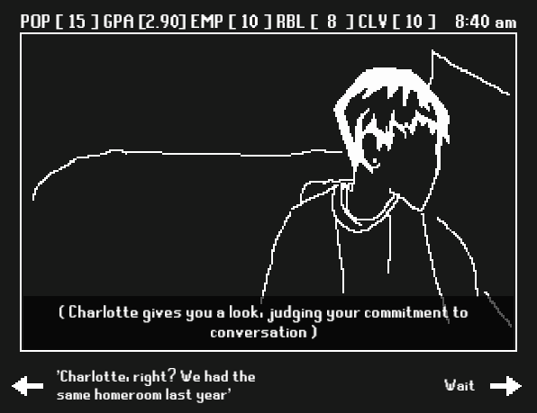 Cultivate is an adventure/visual-novel-like game about a day of high school.